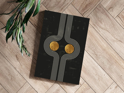 Mirrored Curves Twin Gold Discs Aluminum Print