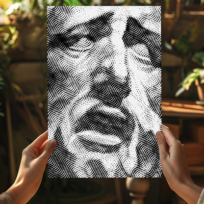 Wavy Line Halftone Face Aluminum Print