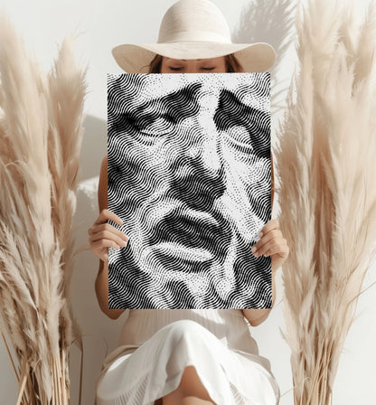 Wavy Line Halftone Face Aluminum Print