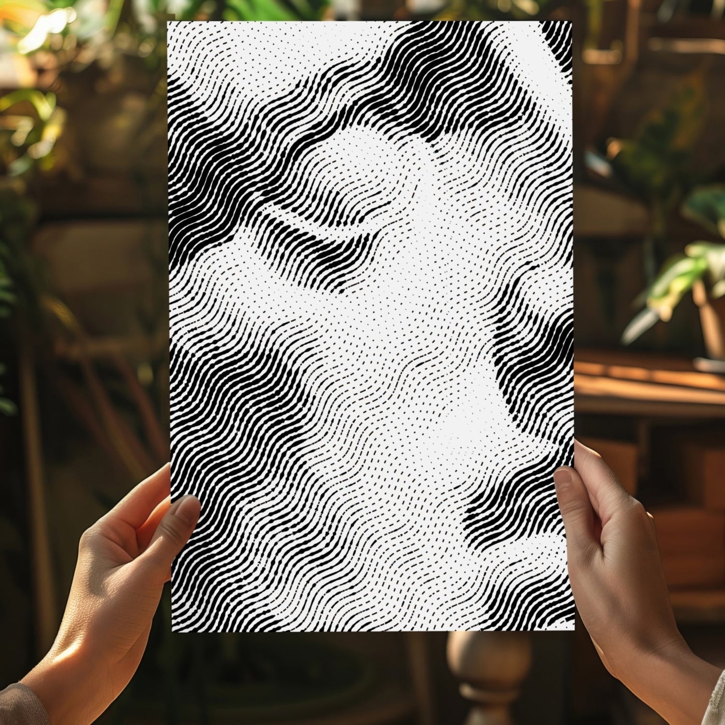 Wavy Line Abstract Torso Aluminum Print