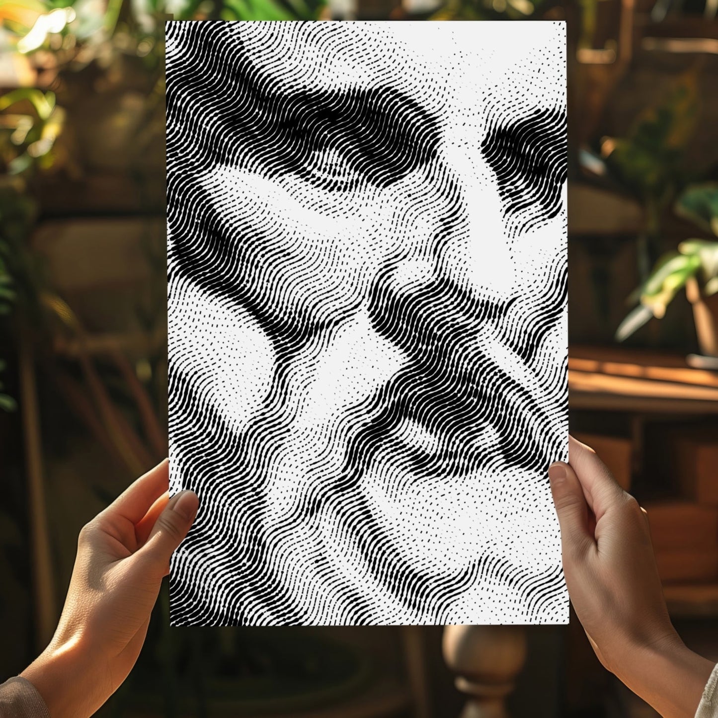 Wavy Line Face Profile Aluminum Print