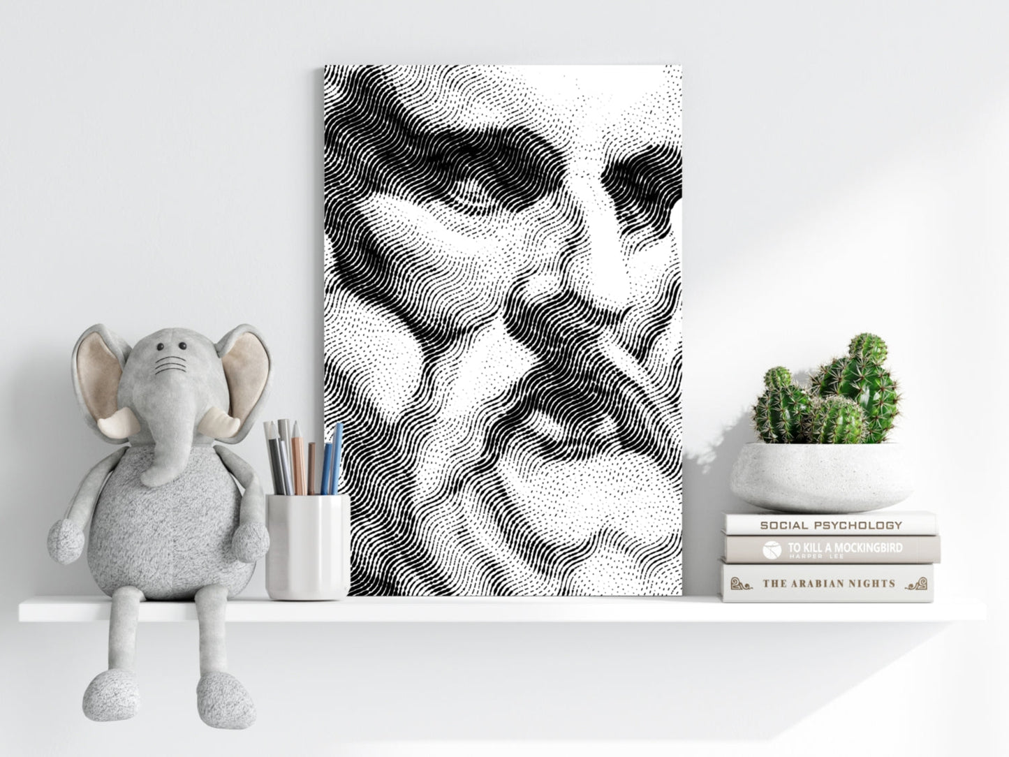 Wavy Line Face Profile Aluminum Print