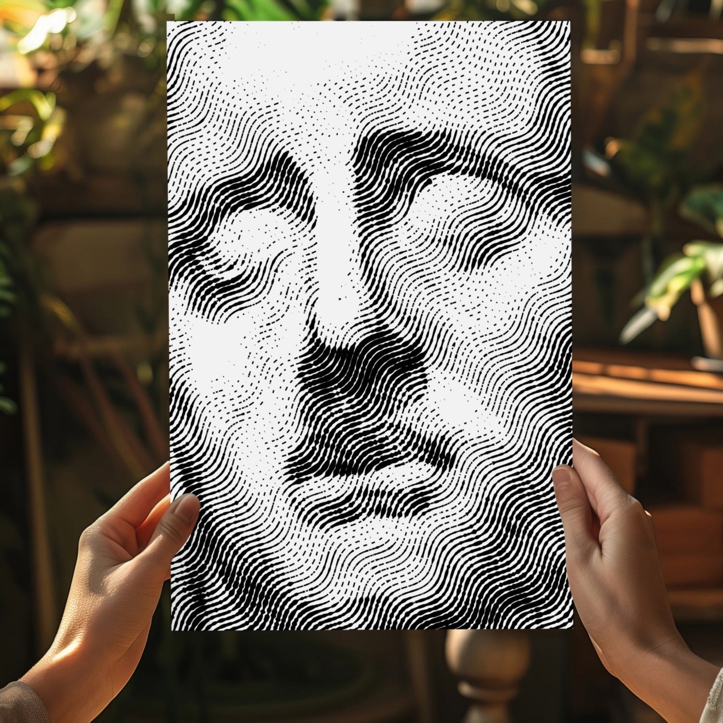 Wavy Line Serene Statue Aluminum Print