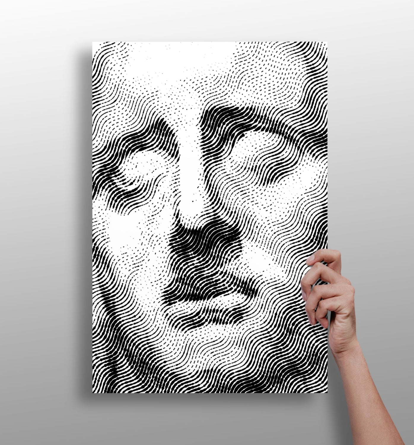 Wavy Line Serene Statue Aluminum Print
