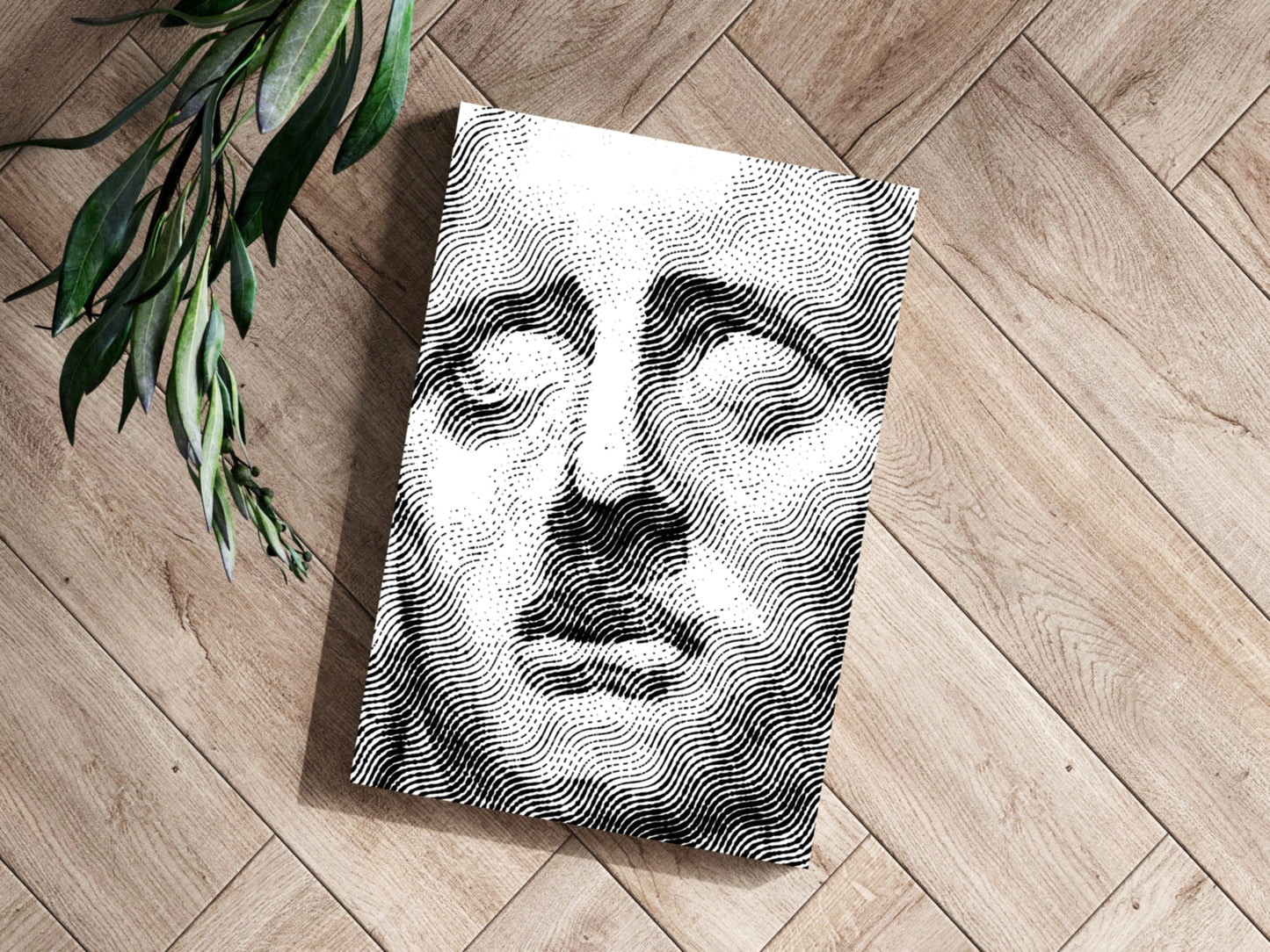 Wavy Line Serene Statue Aluminum Print