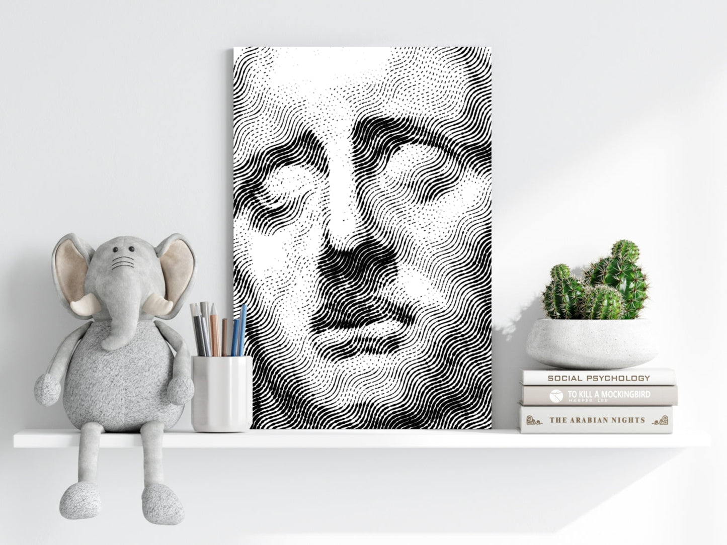 Wavy Line Serene Statue Aluminum Print
