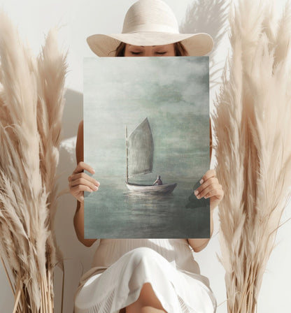 Sail in Mist Aluminum Print