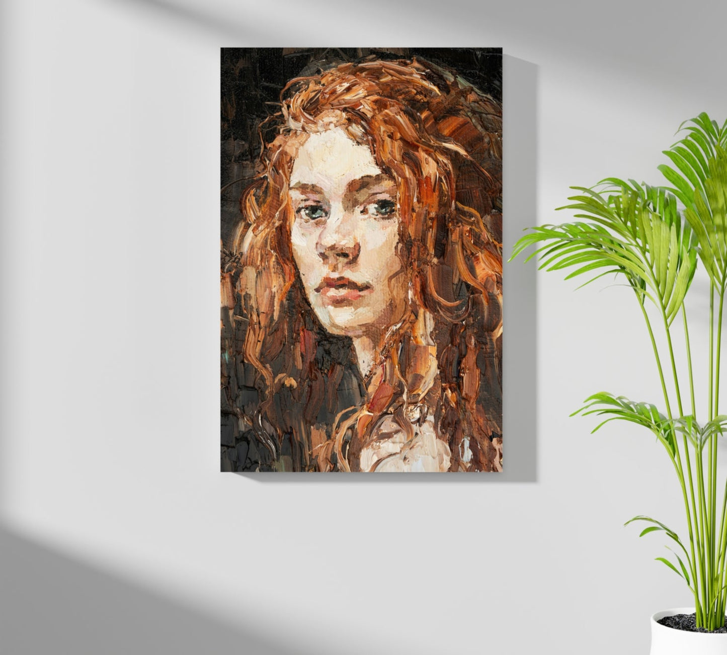 Ginger Curls Impasto Woman Portrait Aluminum Print