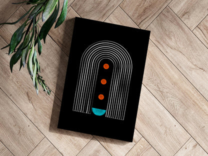 White Arch Tunnel Orange Dots Teal Moon Aluminum Print