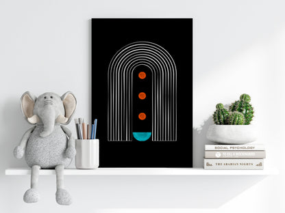 White Arch Tunnel Orange Dots Teal Moon Aluminum Print