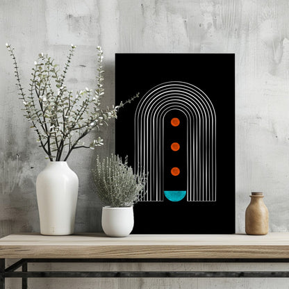 White Arch Tunnel Orange Dots Teal Moon Aluminum Print