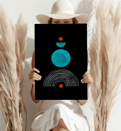 Teal Circle Stack Over White Arch Aluminum Print