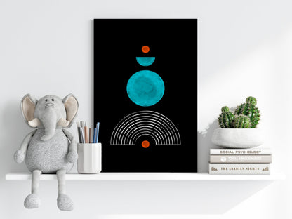 Teal Circle Stack Over White Arch Aluminum Print