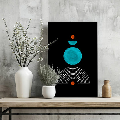 Teal Circle Stack Over White Arch Aluminum Print