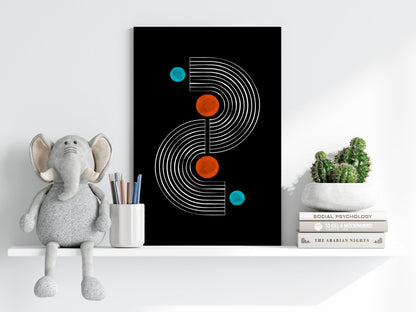 White S Curve Arches Orange Teal Dots Aluminum Print