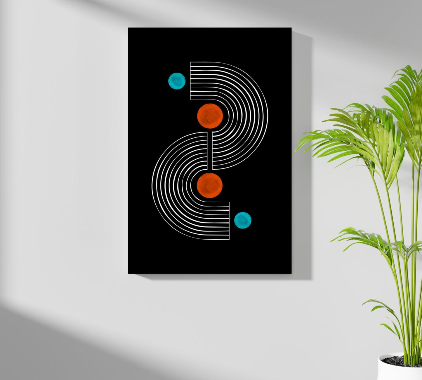 White S Curve Arches Orange Teal Dots Aluminum Print