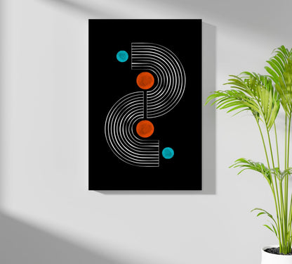 White S Curve Arches Orange Teal Dots Aluminum Print