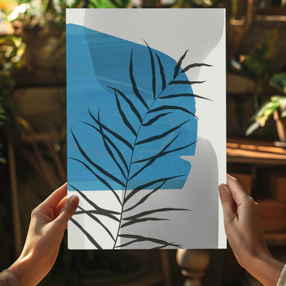 Blue Lagoon Palm Frond Shadow Aluminum Print