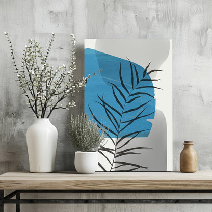Blue Lagoon Palm Frond Shadow Aluminum Print