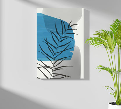 Blue Lagoon Palm Frond Shadow Aluminum Print