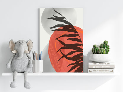 Terracotta Sun Fern Silhouette Aluminum Print