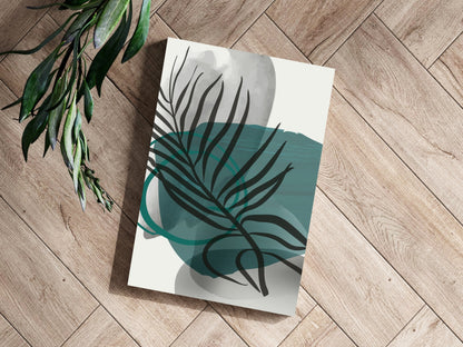 Teal Wash Fern Leaf Aluminum Print