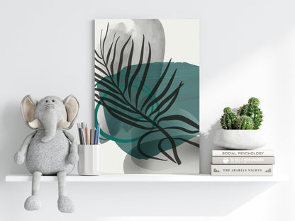 Teal Wash Fern Leaf Aluminum Print