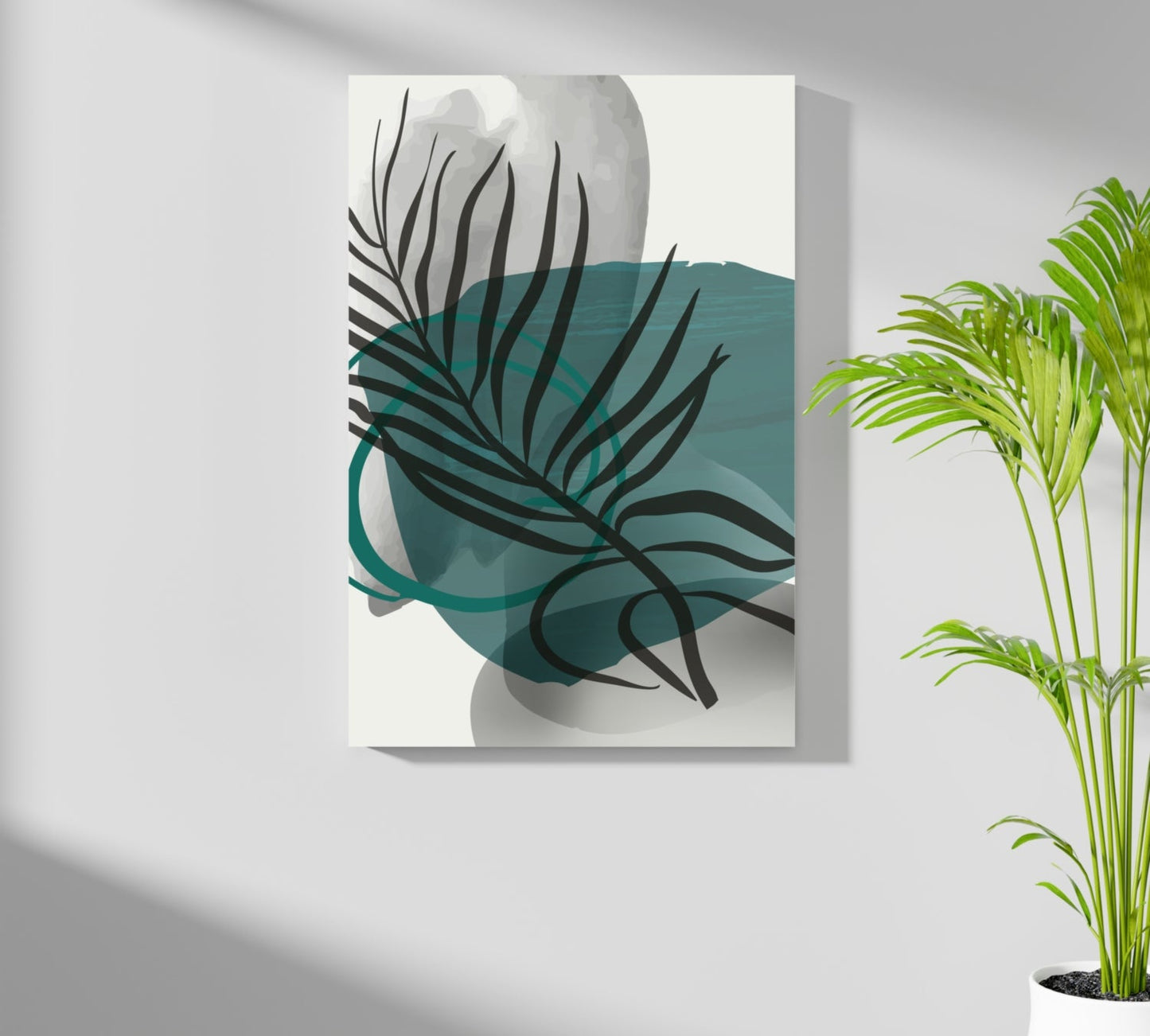 Teal Wash Fern Leaf Aluminum Print