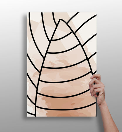 Blush Peach Leaf Vein Arcs Aluminum Print