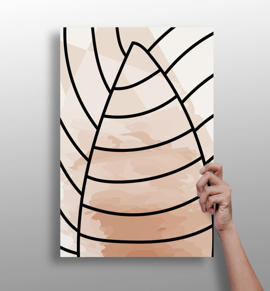 Blush Peach Leaf Vein Arcs Aluminum Print