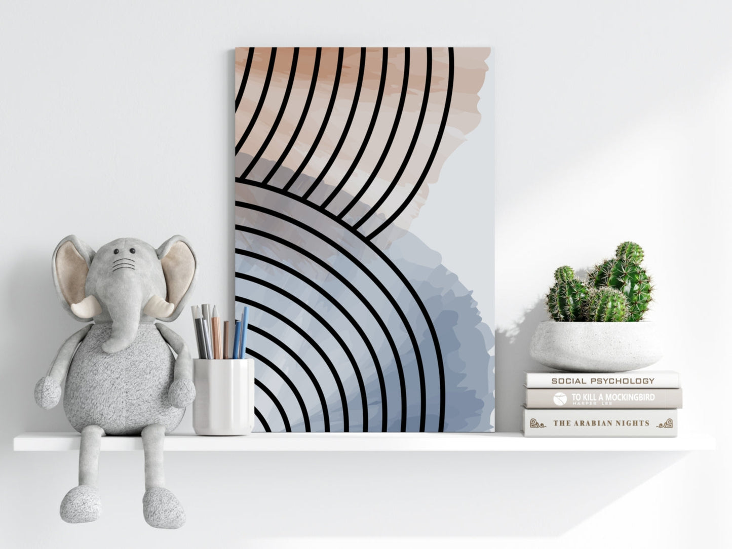 Terracotta Blue Rainbow Arch Aluminum Print
