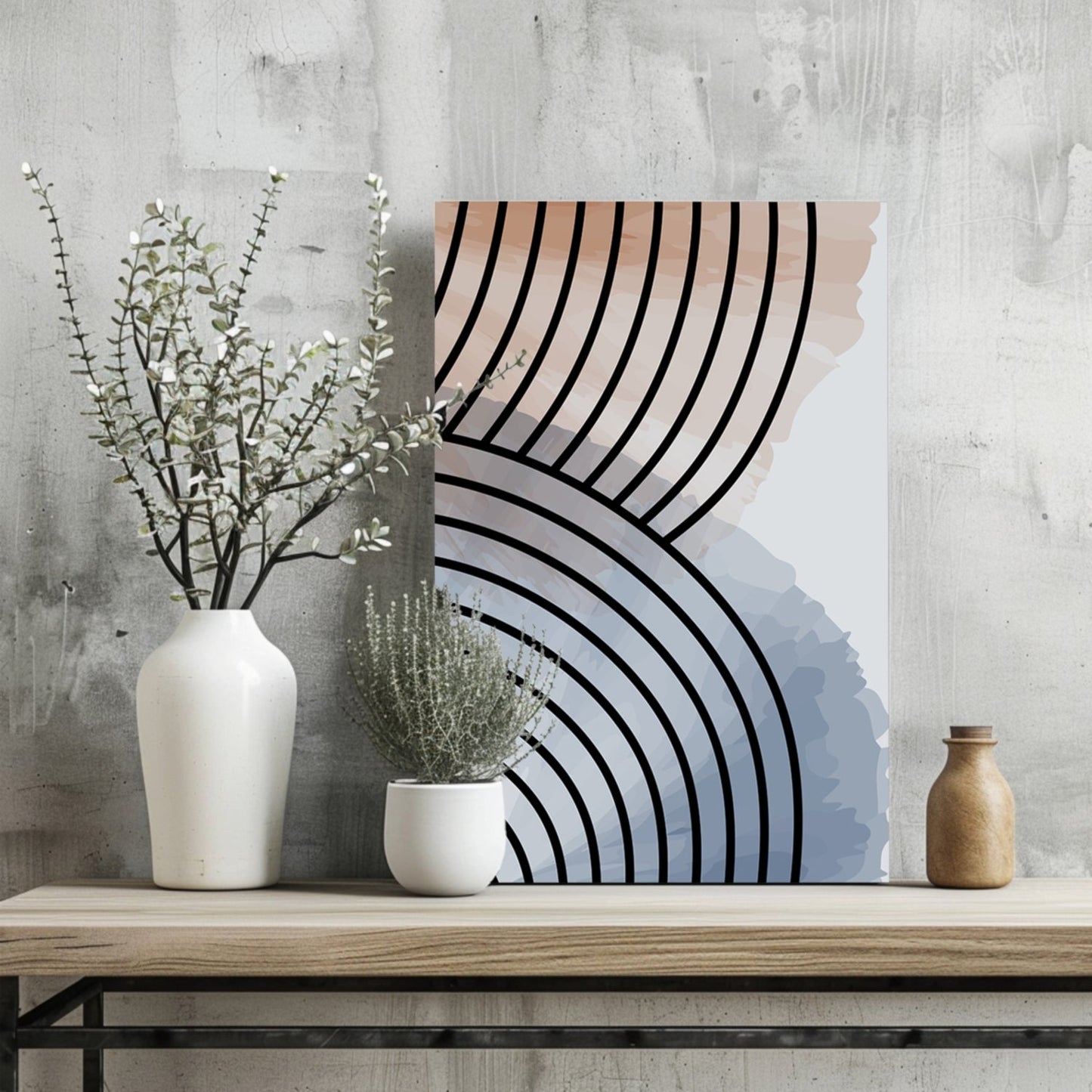 Terracotta Blue Rainbow Arch Aluminum Print