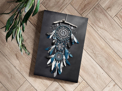 Teal Triple Hoop Driftwood Dreamcatcher Aluminum Print