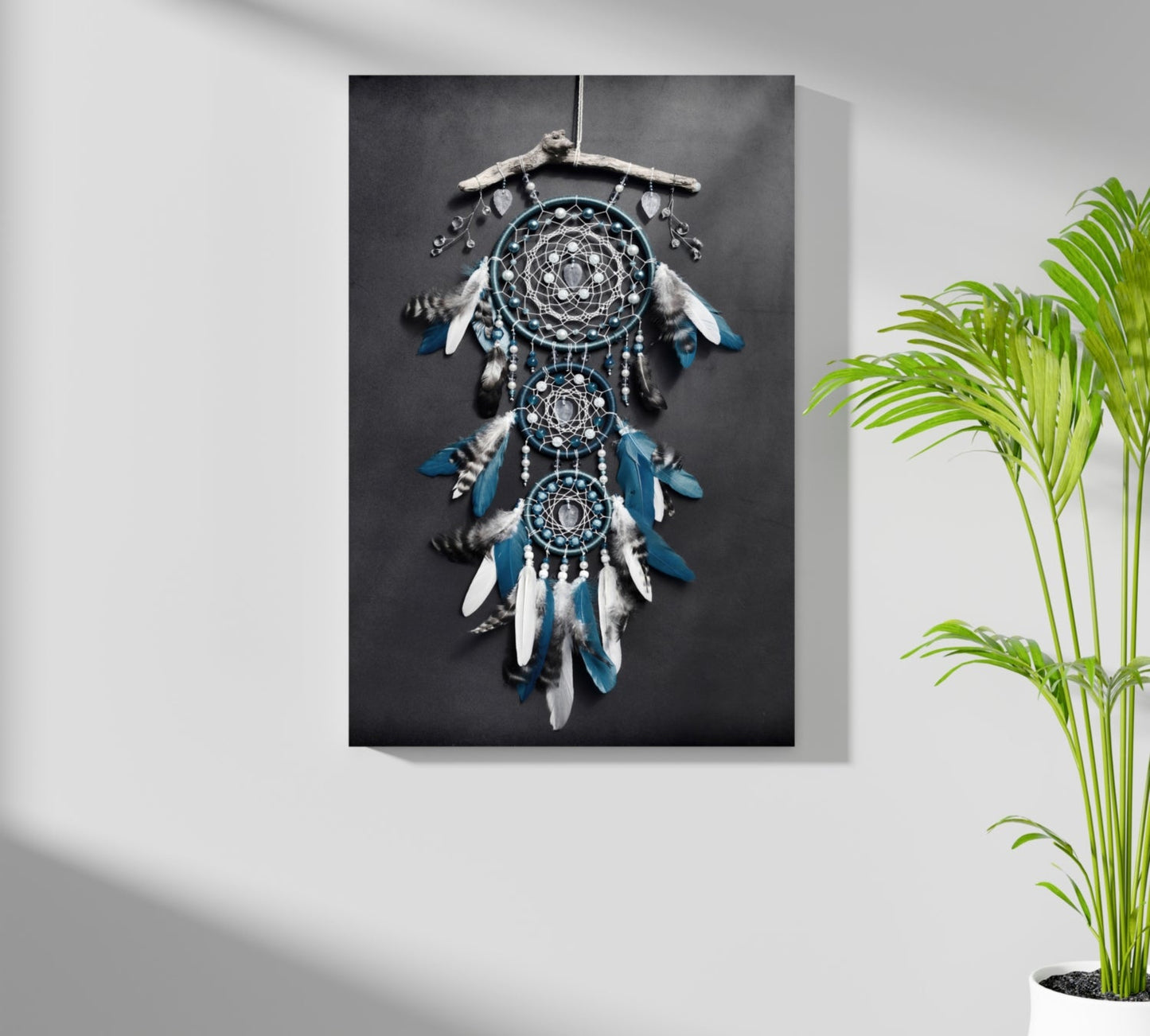 Teal Triple Hoop Driftwood Dreamcatcher Aluminum Print
