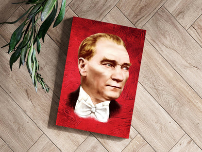 Ataturk Portrait Red Backdrop Aluminum Print