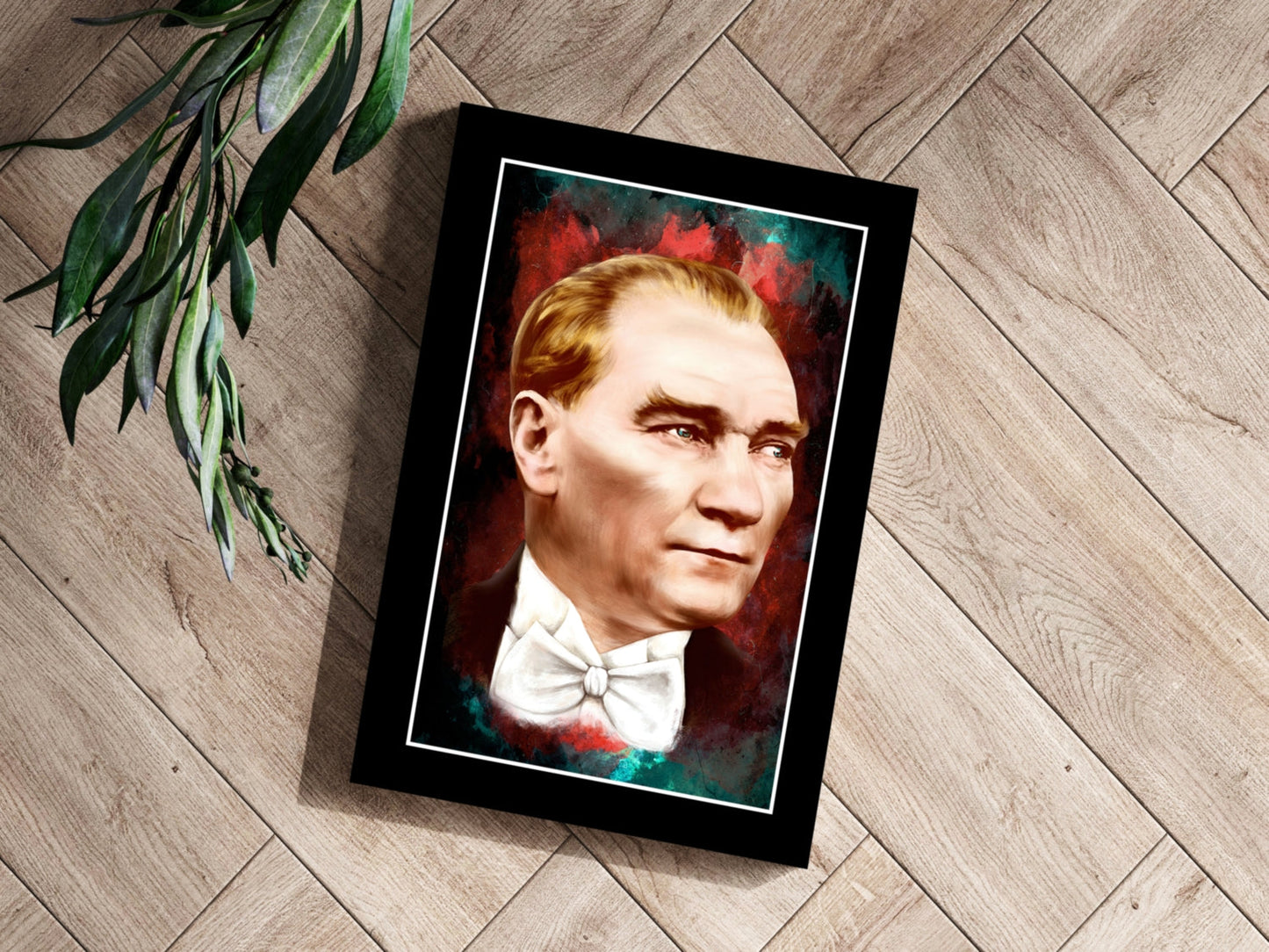 Framed Ataturk Red Teal Aluminum Print