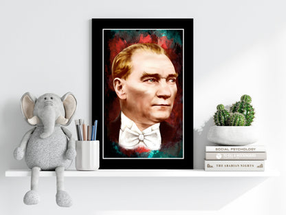 Framed Ataturk Red Teal Aluminum Print