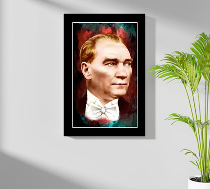 Framed Ataturk Red Teal Aluminum Print
