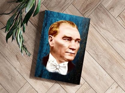 Ataturk Portrait Teal Backdrop Aluminum Print