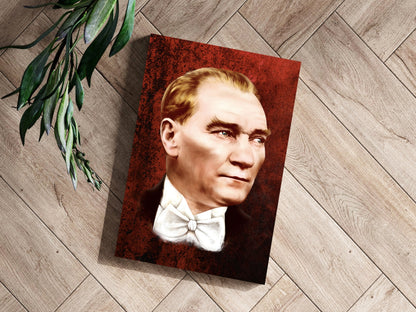 Ataturk Portrait Rust Red Aluminum Print