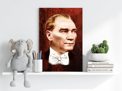 Ataturk Portrait Rust Red Aluminum Print