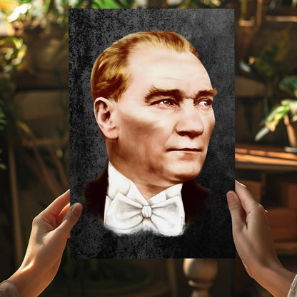 Ataturk Portrait Charcoal Gray Aluminum Print