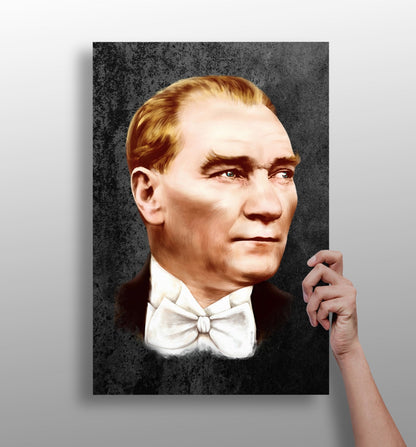 Ataturk Portrait Charcoal Gray Aluminum Print