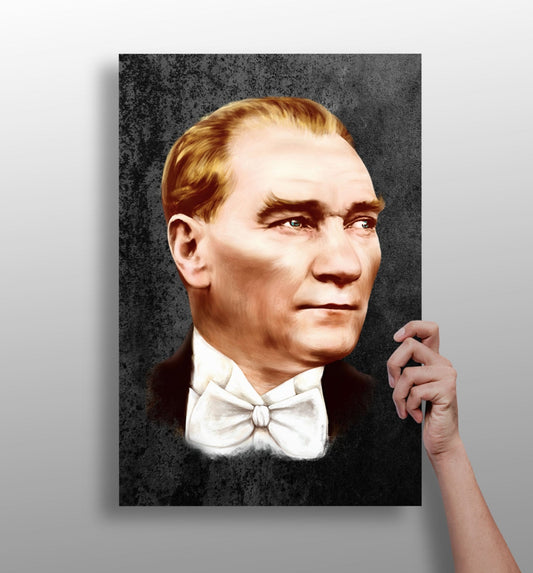 Ataturk Portrait Charcoal Gray Aluminum Print