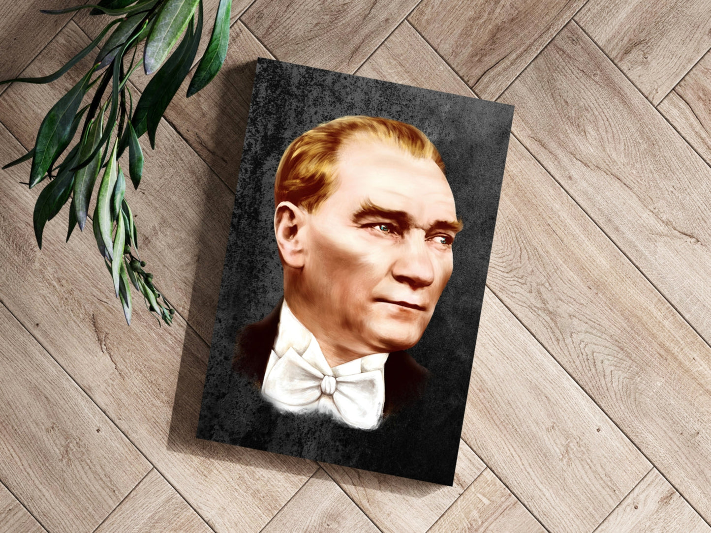 Ataturk Portrait Charcoal Gray Aluminum Print