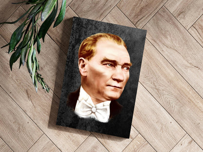 Ataturk Portrait Charcoal Gray Aluminum Print