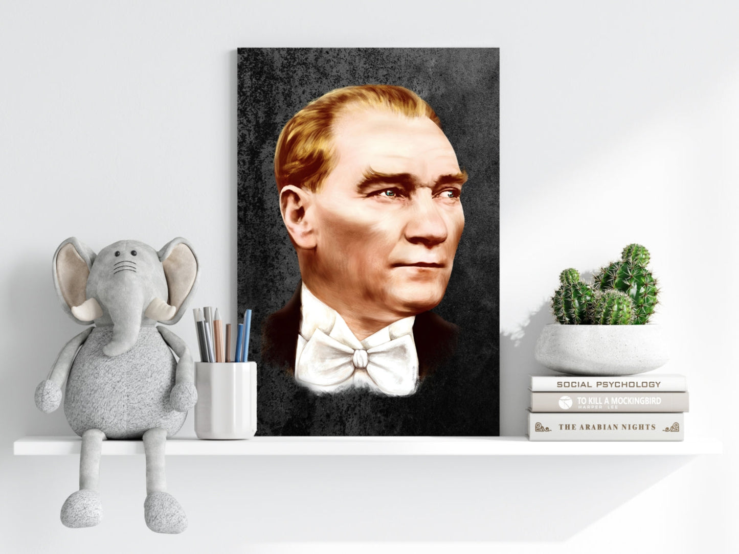 Ataturk Portrait Charcoal Gray Aluminum Print