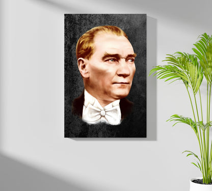 Ataturk Portrait Charcoal Gray Aluminum Print