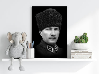 Ataturk in Kalpak Uniform Aluminum Print