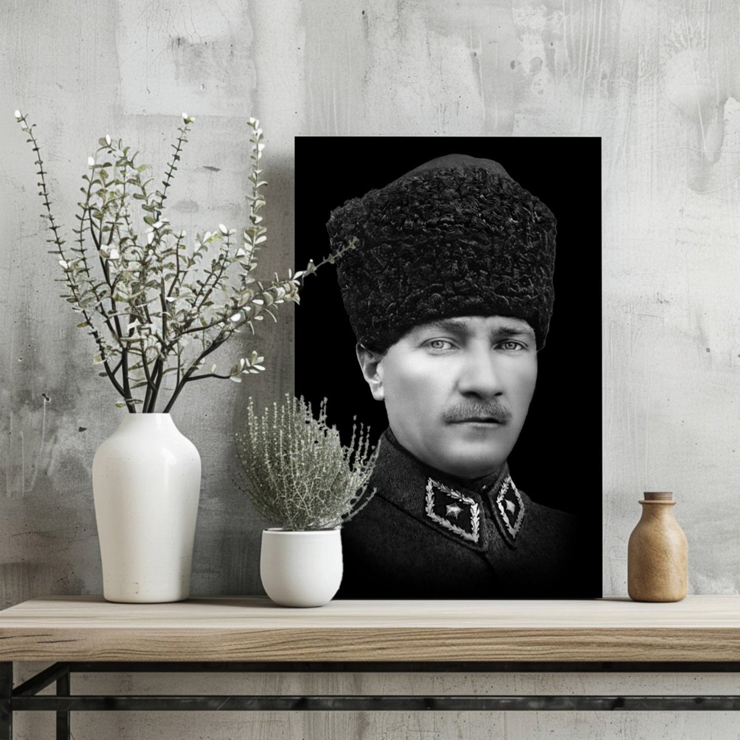 Ataturk in Kalpak Uniform Aluminum Print